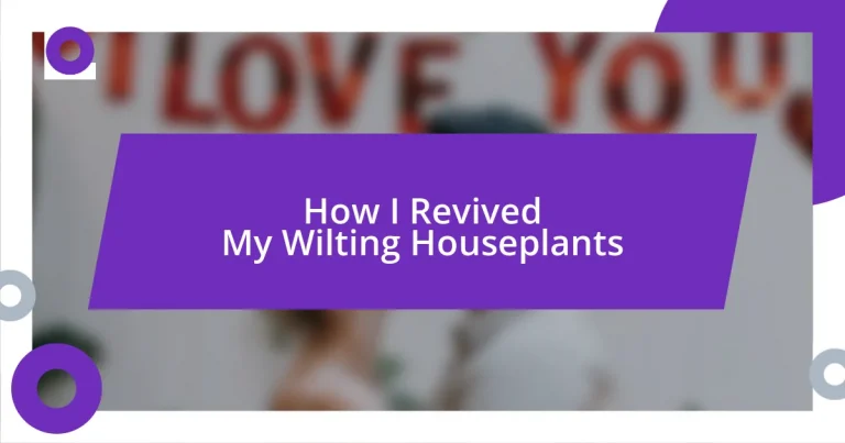 How I Revived My Wilting Houseplants