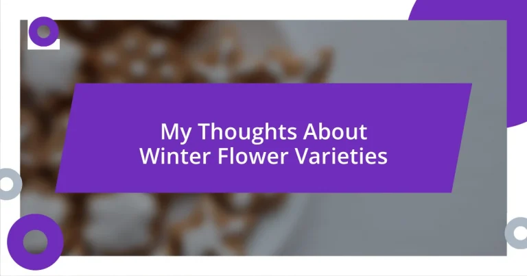 My Thoughts About Winter Flower Varieties